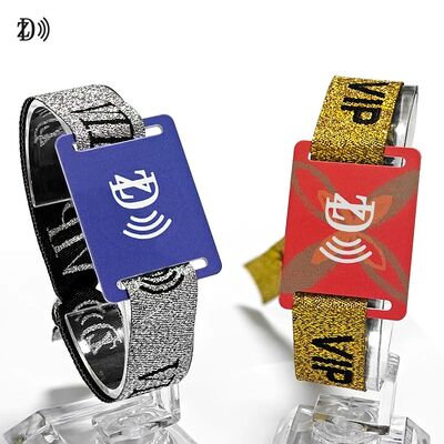 NFC 13.56MHz دستبند یکبار مصرف پارچه ای S50 تراشه RFID دستبند برای کنترل دسترسی به رویداد